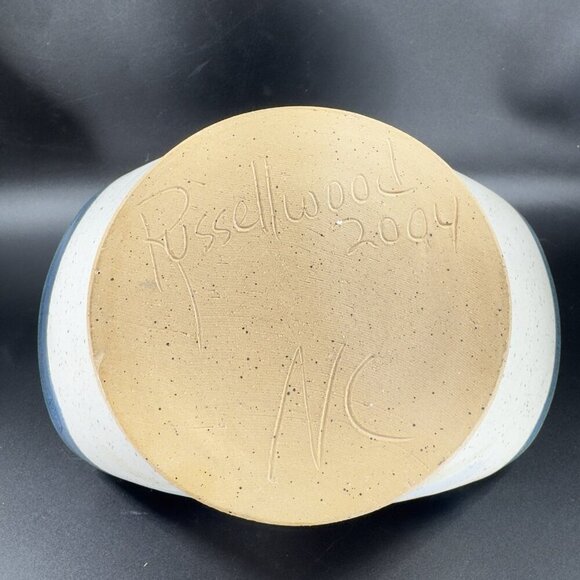 2004 North Carolina RUSSELLWOOD Pottery Hand Made Basket Dish Bowl Signed VTG - Picture 6 of 14